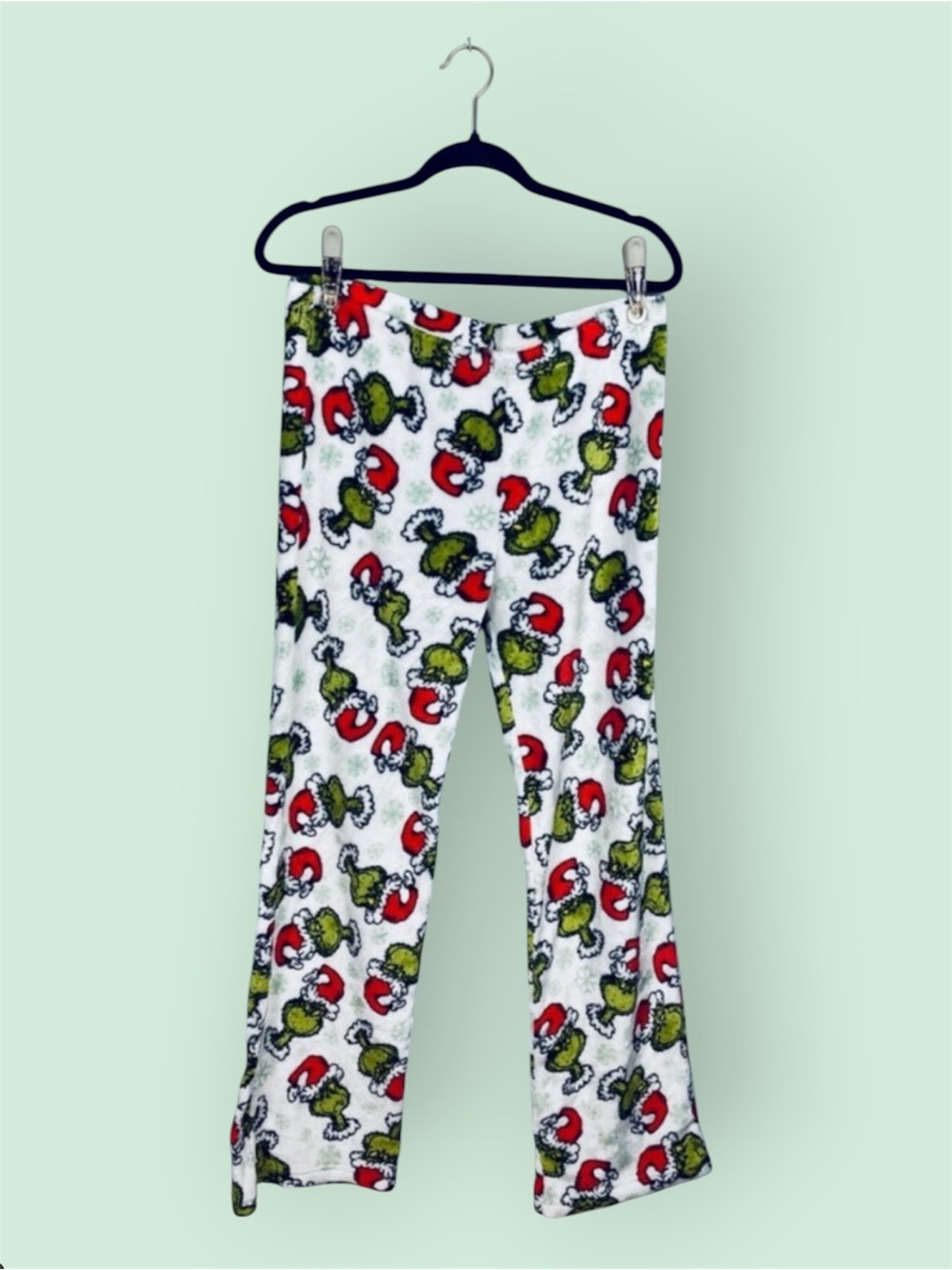 The Grinch white green red fuzzy fleece Christmas pajama pants size XL